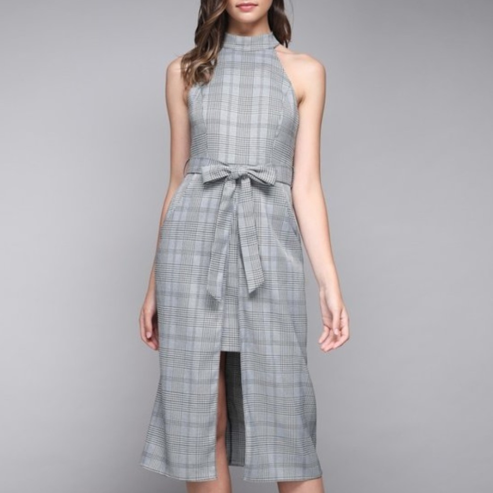 Pinstripe Plaid Sleeveless Dress